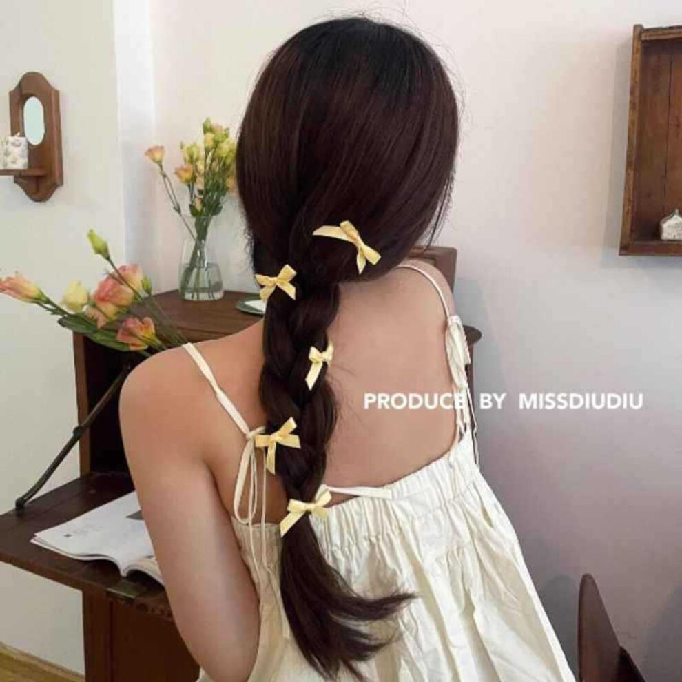 (yellow, 6 pieces) Ballet-Inspired Hairpins: 6-Pack Pink Ribbon Bow Hair Accessories for Performances