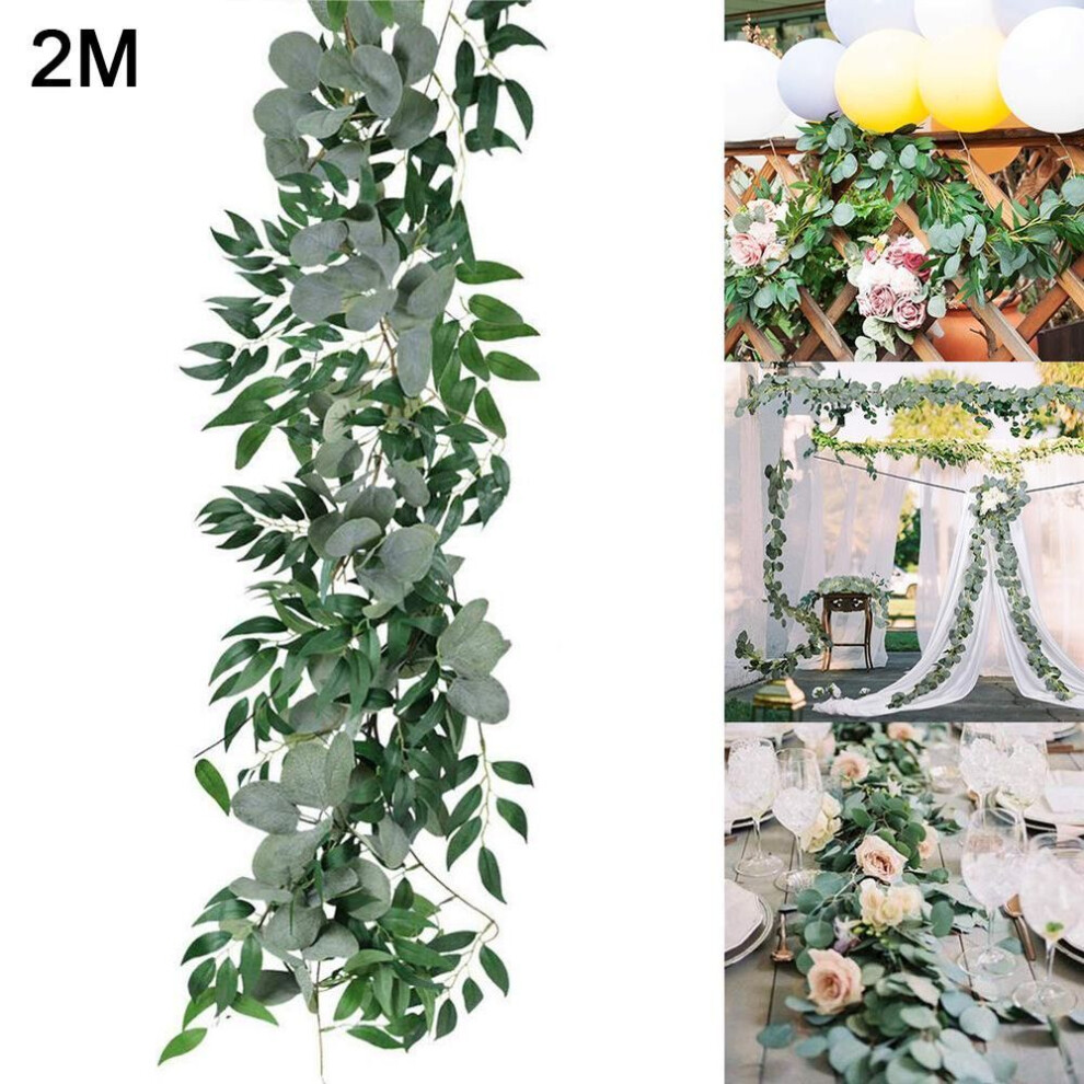 Blooming Bouquet Faux Hanging Eucalyptus Vine Leaves Garland Photo Props Homen Decor