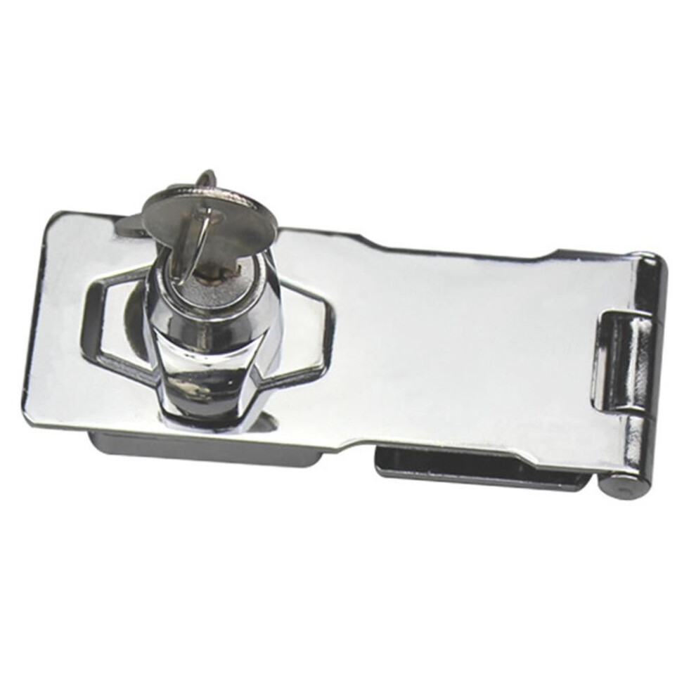 (silver, 4 Inches) DYS TOOL SHOP Plating Self Locking Security Hasp Staple 2 Keys Cabinet Lock Drawer Padlock