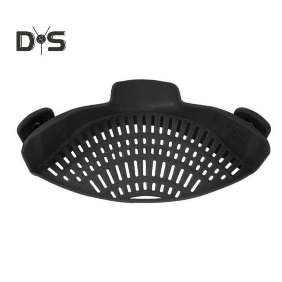 (black) Silicone Drainer Clip-on Strainer For Pots Pans Heat Resistant Food Strainer Kitchen Gadgets For Meat Vegetables Fruit Noodles Space Saving Silicone