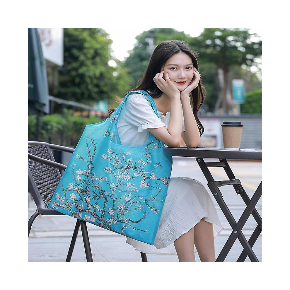(Apricot Blossom) Foldable Recycle Handy Shopping Bag Reusable Tote Pouch Recycle Storage Handbag