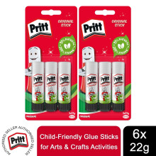 Pritt Glue Sticks for School & Office Supplies 22 g, 6 Sticks