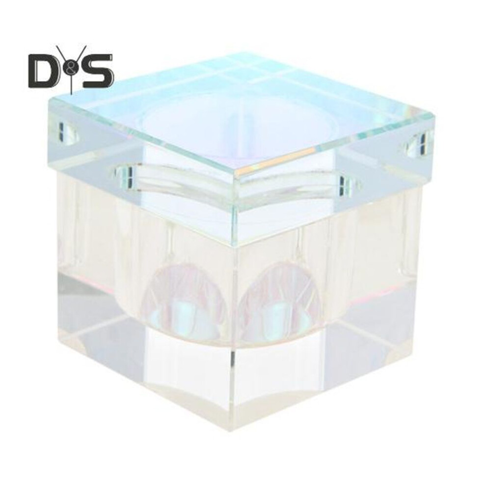(multicolor) 1 Oz Crystal Glass Dappen Dish Cups With Lid For Nail Art Acrylic Liquid Powder Holder Glass Jar Spill Resistant Square Cube Design Manicure Care