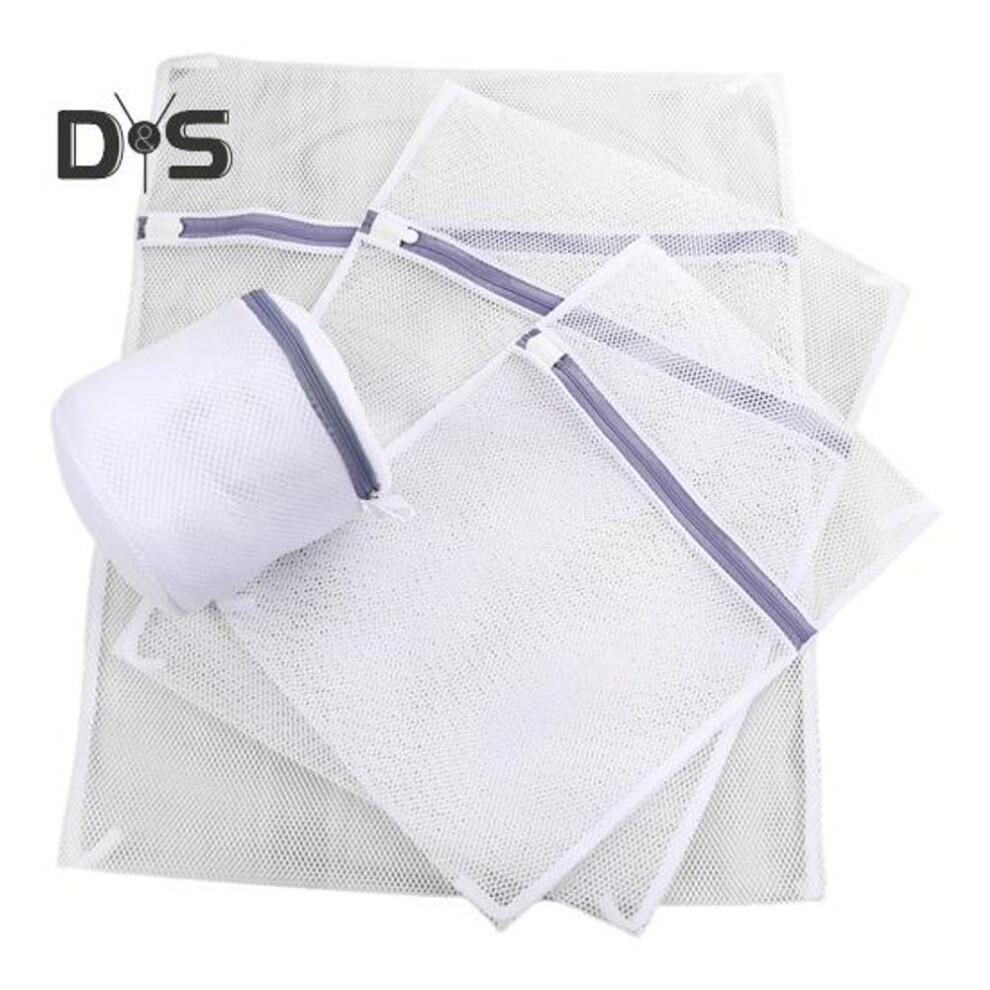 (as the picture, B) 4Pcs/Set Mesh Laundry Bag Set Rust-Resistant Zipper Closure Honeycomb Laundry Bag Organizer Wash Dry Cycle Laundry Bags