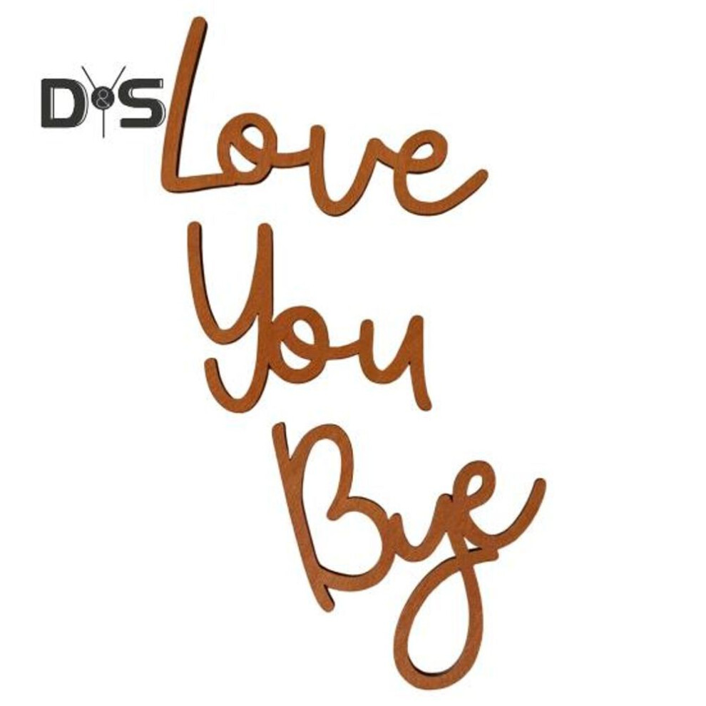 (brown) Wooden Wall Decor Sign Love You Bye Sign Home Decor Entryway Wall Letter Ornament Housewarming Wedding Gift For Couples Family