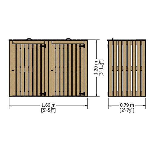 Wheelie 166 x 79 cm Dip Treated Double Bin Store 2
