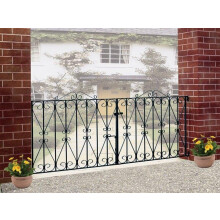 Regent Scroll Double Driveway Gate - Solid Steel - Fits Gap of 2134 mm x 914 mm High - Electro Galvanised/Black Powder Coated