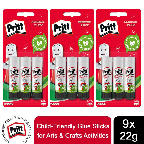 Pritt Child-Friendly Glue Sticks 22 g, 9 Sticks