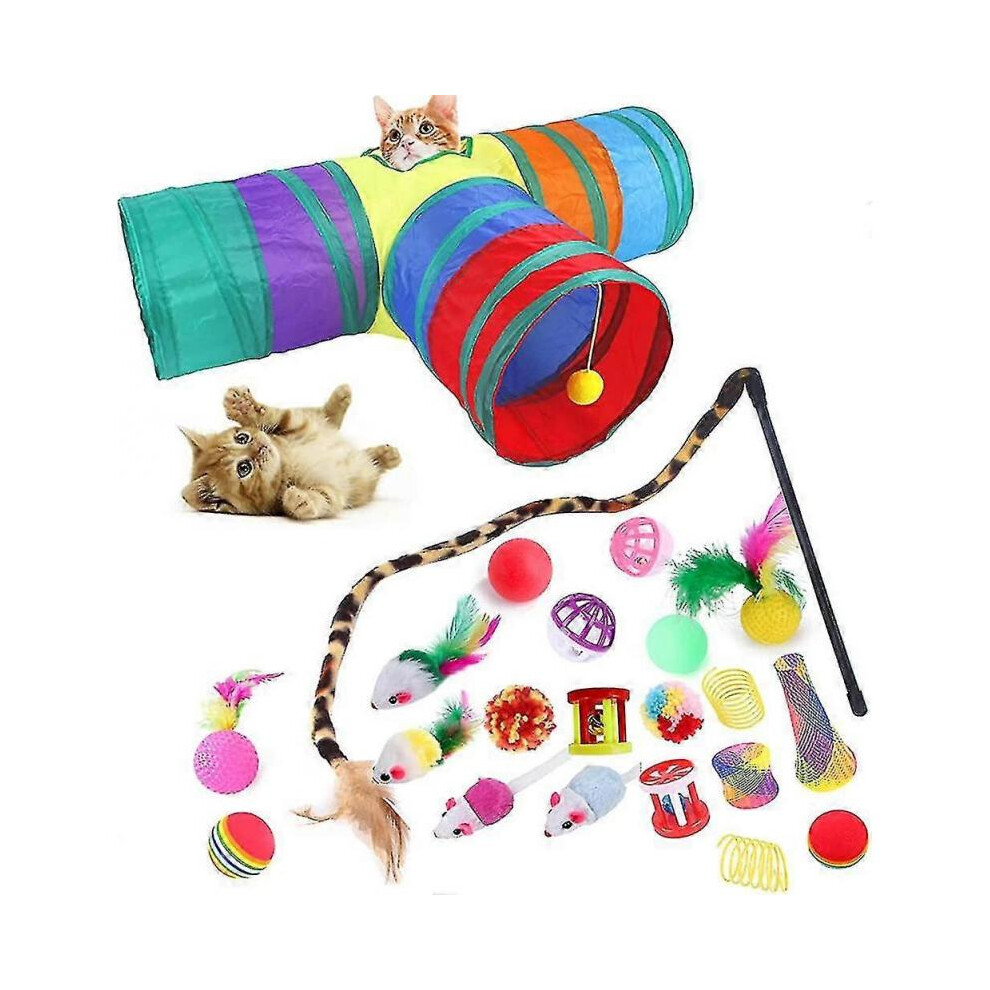 Cat Toys 22 Pcs Interactive Cat Toys Kitten Toys -cat Tunnel Toys Set for Indoor