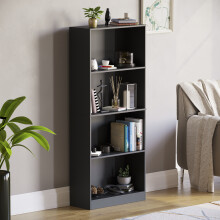 (Black) Cambridge 4 Tier Bookcase Shelf Office Storage
