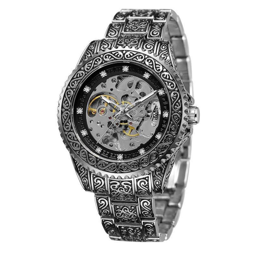 (black,silver, Black and silver) Fully Automatic Men's Mechanical Watch