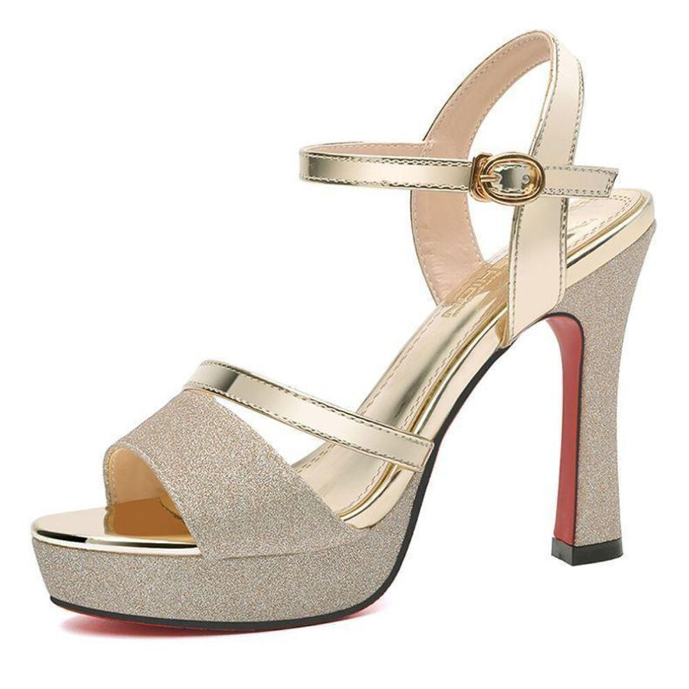 (gold, 36) Women's 2023 Summer Stiletto Sandals - Versatile, No-Fatigue, Waterproof Platform High Heels