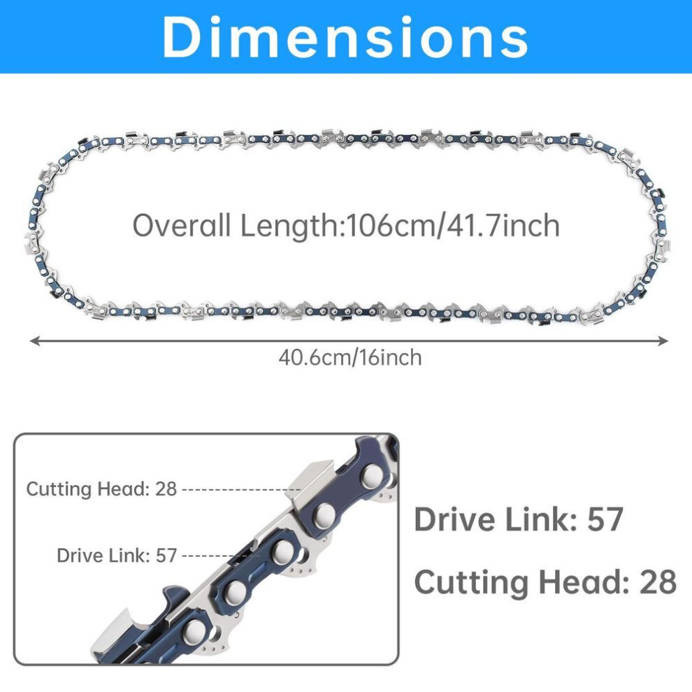 (16 inch 57 Drive) 14/16/18/20 Inch Chainsaw Chain 52/56/57/72/76 Drive Heavy Duty Saw Chains Fit For Husqvarna / Stihl / Poulan