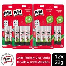 Pritt Strong-Hold Glue Sticks for Arts & Crafts 22g, 12 Sticks