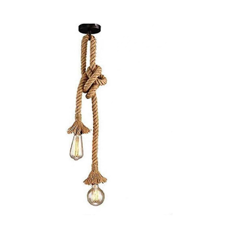 Hemp Rope 60cm Ac 220v E27 Vintage Double Headed Pendant Light