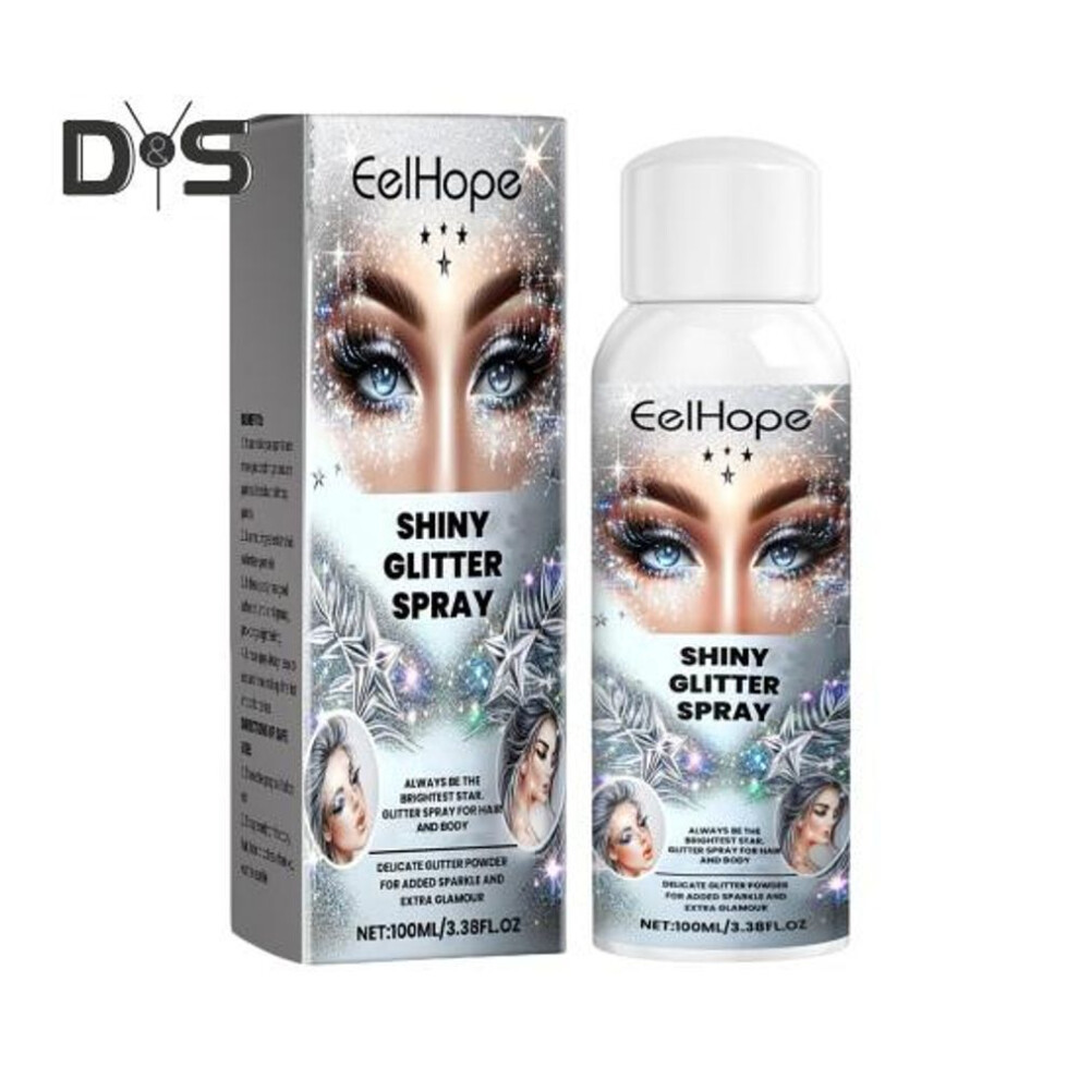 100ml Glitter Spray Shimmering Face Hair Clothes Body Spray Long-lasting Quick Drying Stage Performance Makeup Spray Carnival Festival Prom Party