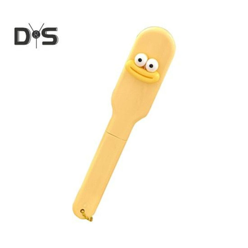 (yellow) Folding Hair Brush With Big Eyes Sausage Lip Scalp Massage Portable Anti-static Hair Detangling Styling Comb Mini Travel Women Hairdressing Tools