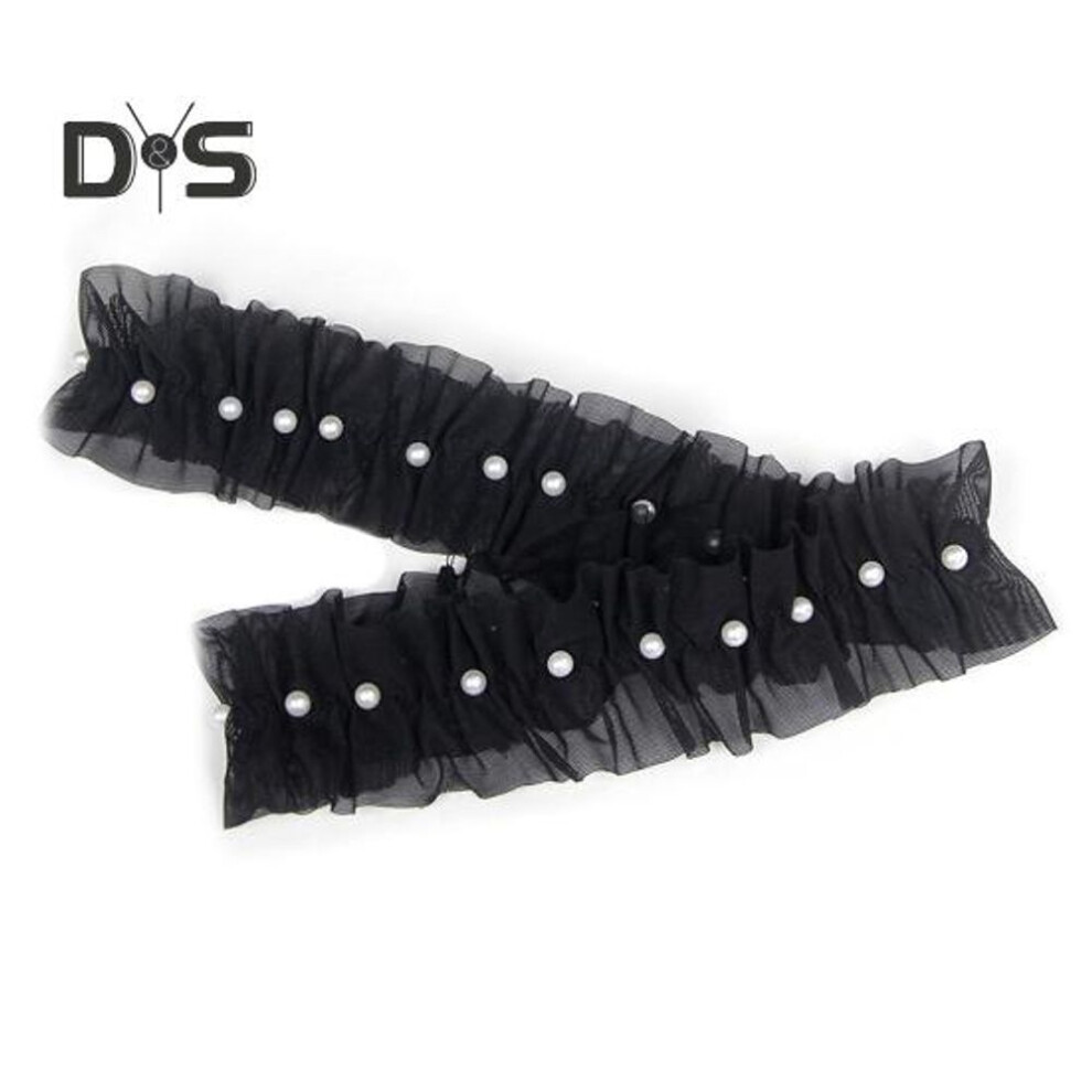 (black) 1 Pair Bridal Lace Leg Garters With Faux Pearl Embellishment Wedding Garters Mesh Elegant Floral Bridal Leg Accessory For Women Girls