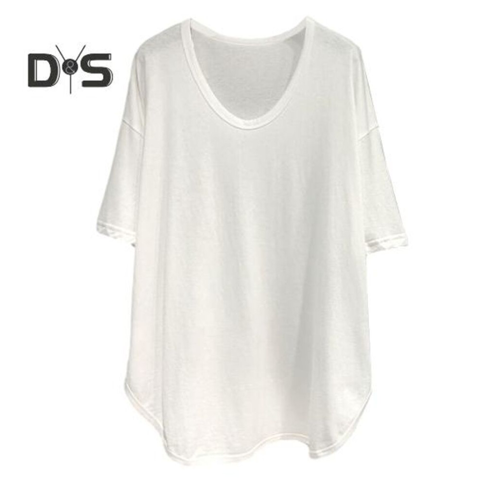 (L, white) Women Summer O Neck Short Sleeve T Shirt Solid Color Loose Fit Mid Length Tops Thin Casual Tee Shirt Streetwear