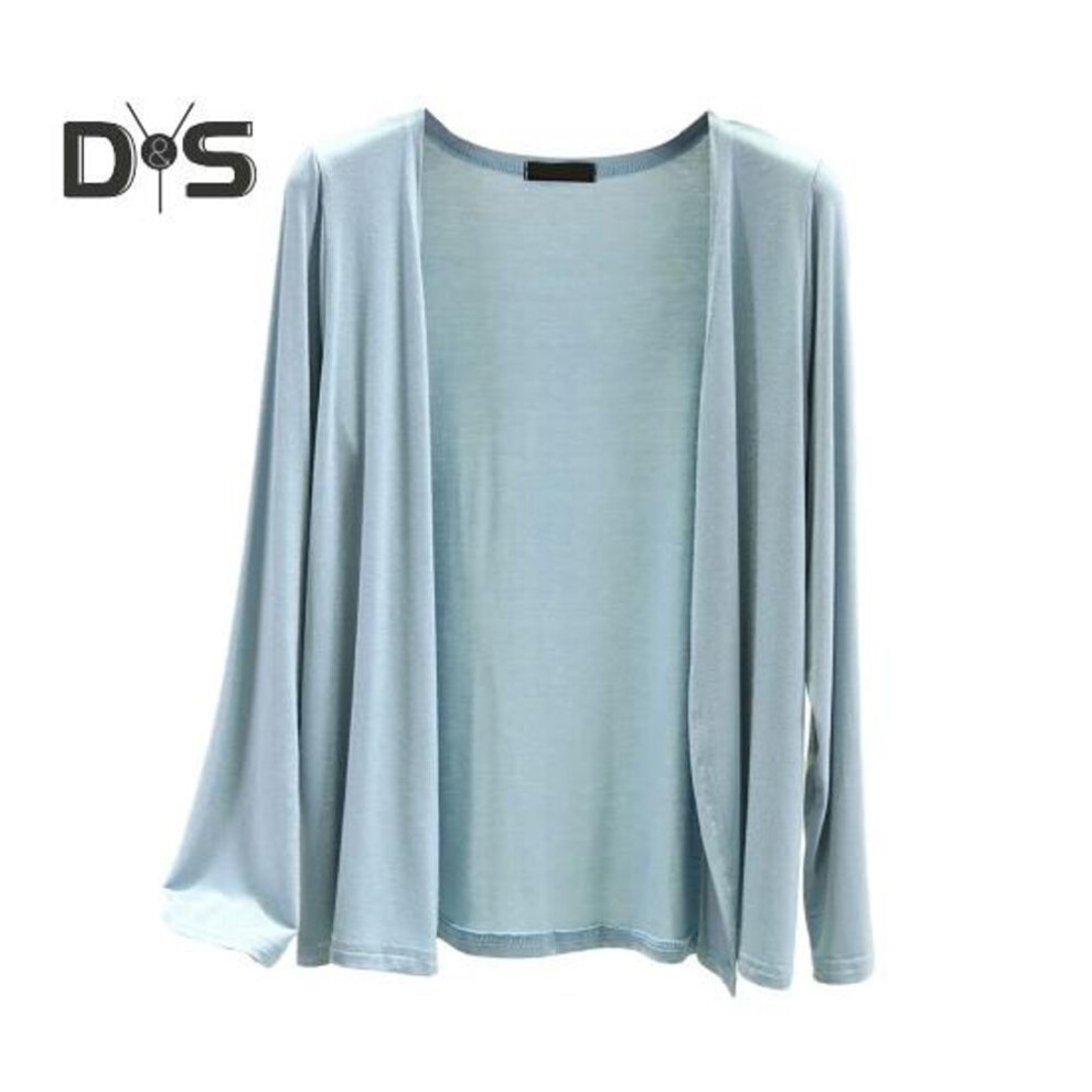 (XL, light blue) Women Solid Color Thin Cardigan Coat Long Sleeve Open Front Soft Breathable Casual Coat Female Clothing