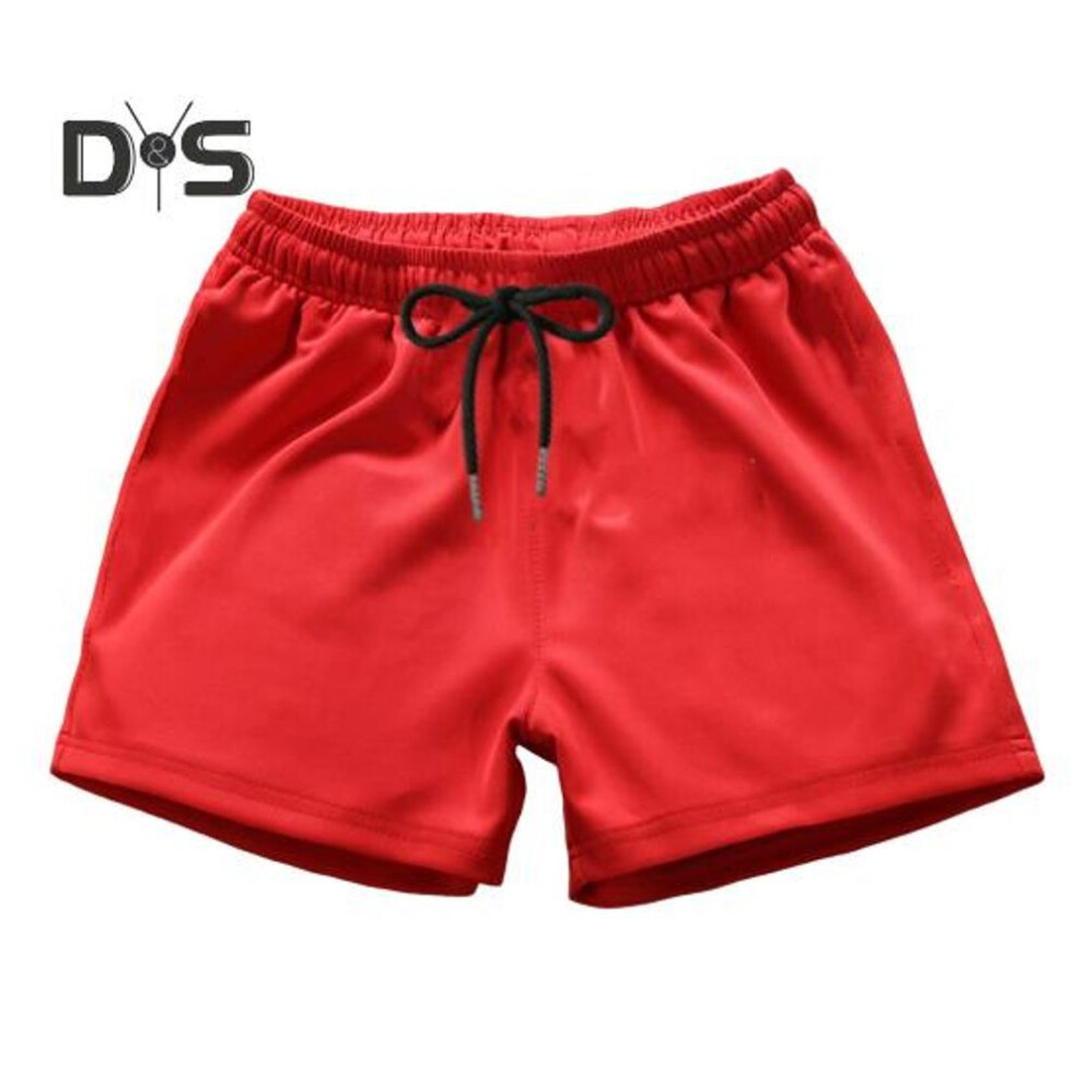 (red, 3XL) Men Running Shorts Elastic Waist Drawstring Gym Short Pants Solid Color Wide Leg Outdoor Shorts Streetwear