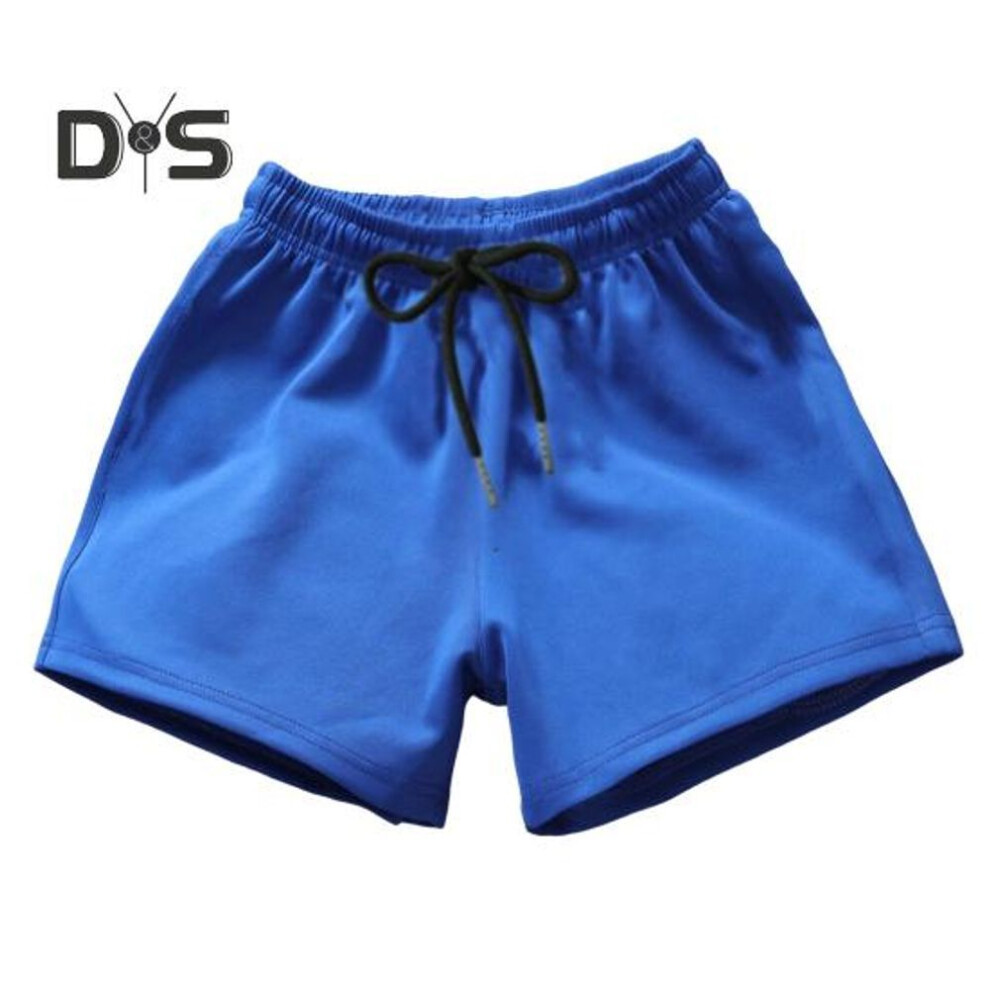 (blue, 2XL) Men Running Shorts Elastic Waist Drawstring Gym Short Pants Solid Color Wide Leg Outdoor Shorts Streetwear