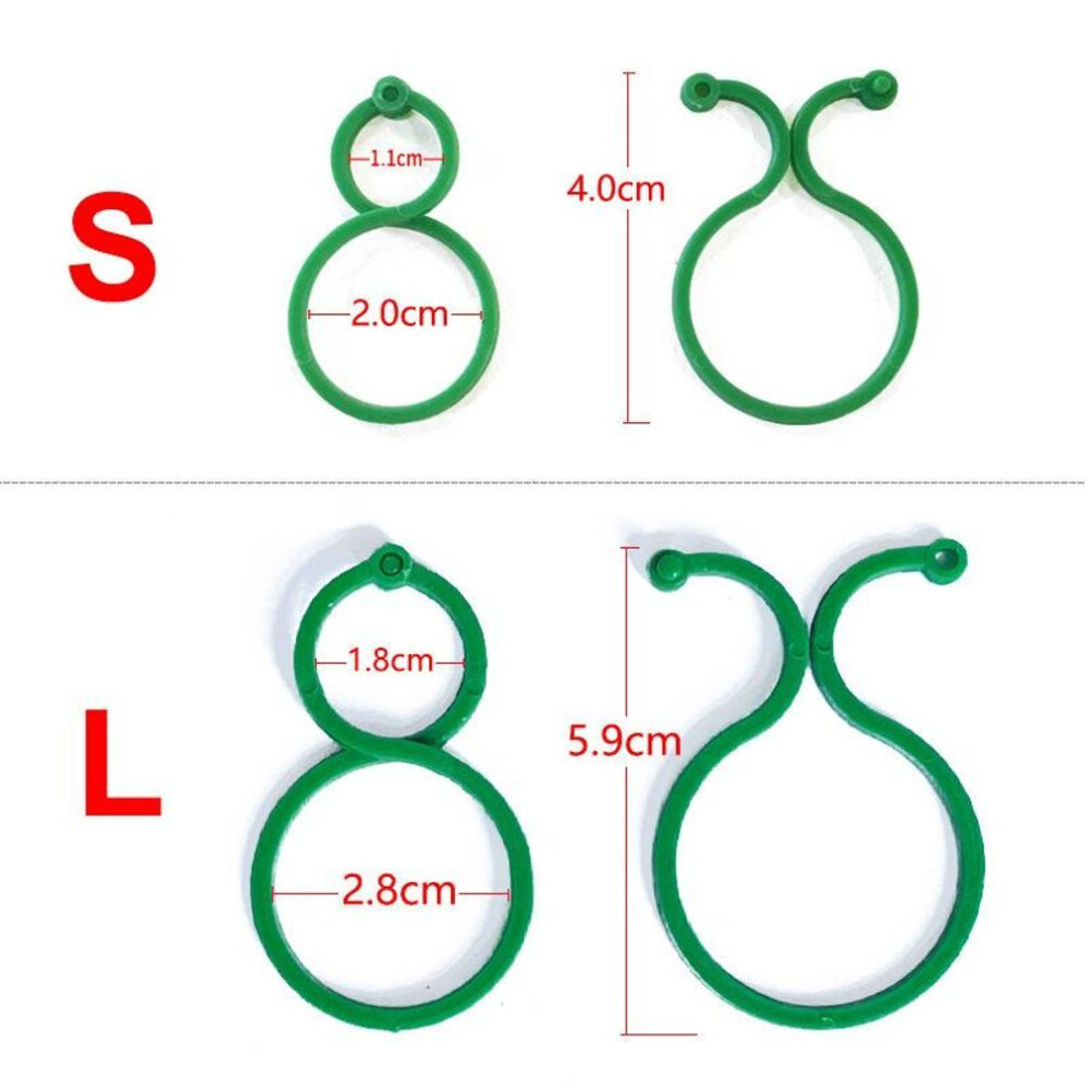 (S-50pcs) 50/100Pcs Garden Plant Clips for Vegetable Growing Upright Plant Holder Green Plastic Bundled Ring Garden Stand Tool Vine Support