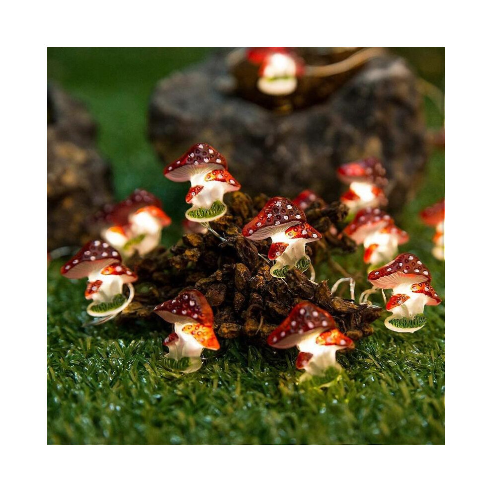 Mushroom LED String Lights, 10FT 30LEDs Christmas Decorations Battery Powered Princess String Lights for Girls Bedroom
