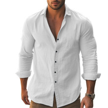(white, M) Mens Shirts Long Sleeve Casual Non Iron Shirt Stretch Business Dress Shirts