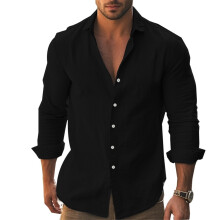 (black, M) Mens Shirts Long Sleeve Casual Non Iron Shirt Stretch Business Dress Shirts