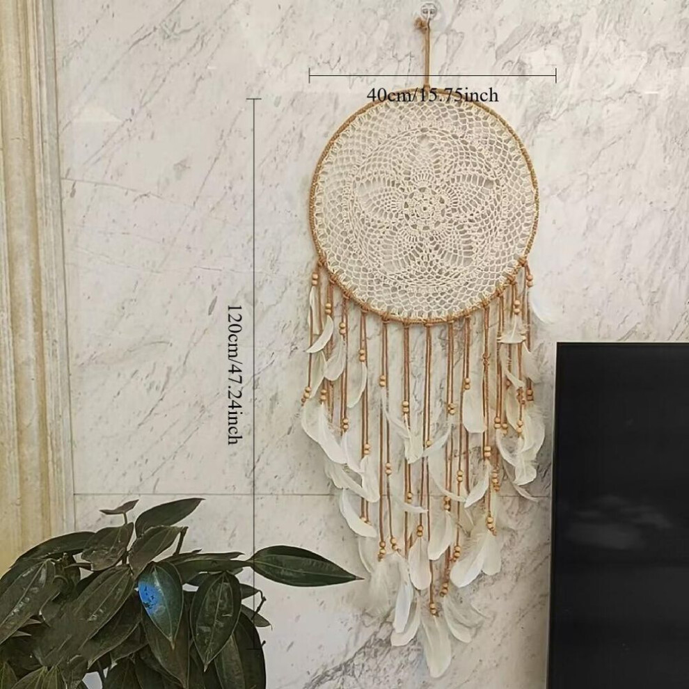 Boho Macrame Cotton Dream Catcher Tapestry Woven Handmade Bohemian Art with Tassel Craft Ornament for Bedroom Living Room Apartment Nursery