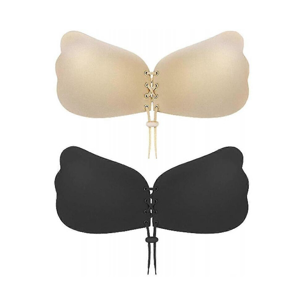 Sticky Bra 2 Pairs Strapless Backless Bra Adhesive Invisible Lift Up Bra Push Up Bra for Backless Dress