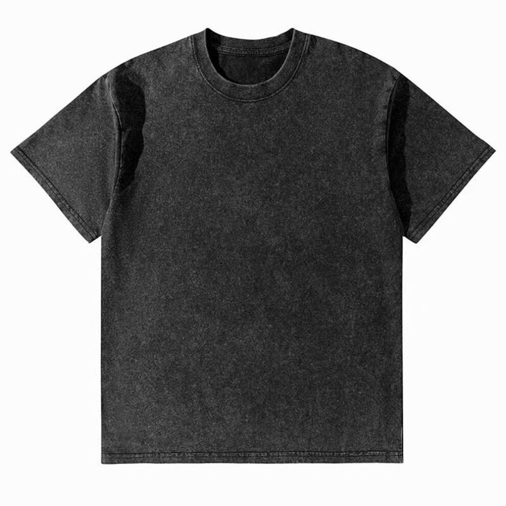 (3XL, black) 2025 Summer Washed Vintage T-shirts Street Hip Hop Retro Punk Tshirt Women Harajuku Casual Cotton Short Sleeve Wash Top