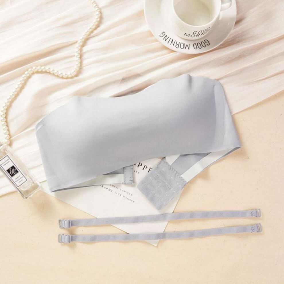 (blue, XL) Strapless One-piece Underwear Bra for Women Gathered Seamless Invisible Tube Top No Steel Ring Wrapped Chest Bra Summer Thin Bra