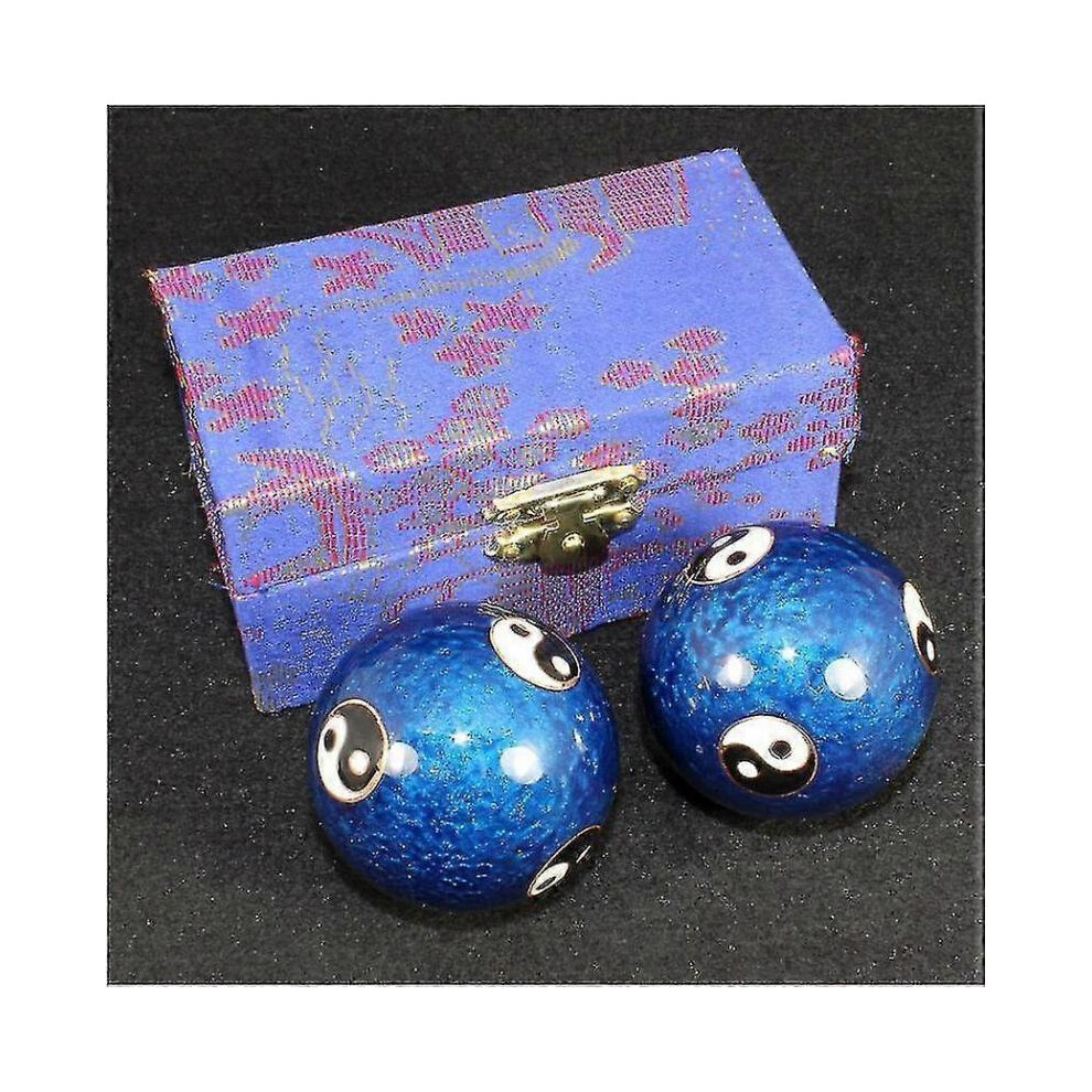 Blue (Blue) Chinese Health Ball Daily Exercise Stress Relief Handball Therapy Massager Balls