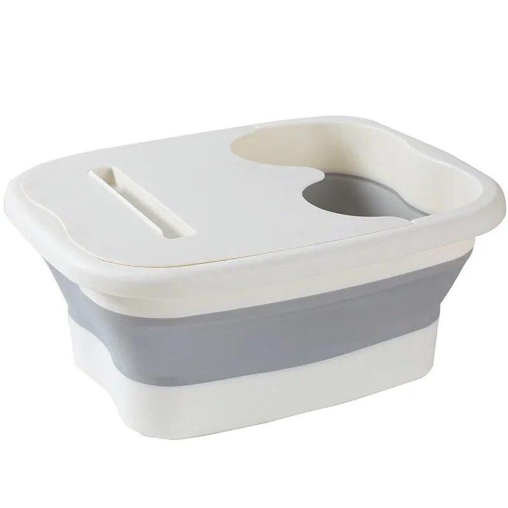 (white) Foldable Footbath Massage Bucket Soaking Bucket Folding Basin Spa Foot Bath Bucket Household Sauna Bathtub Pedicure Bath Bathtub