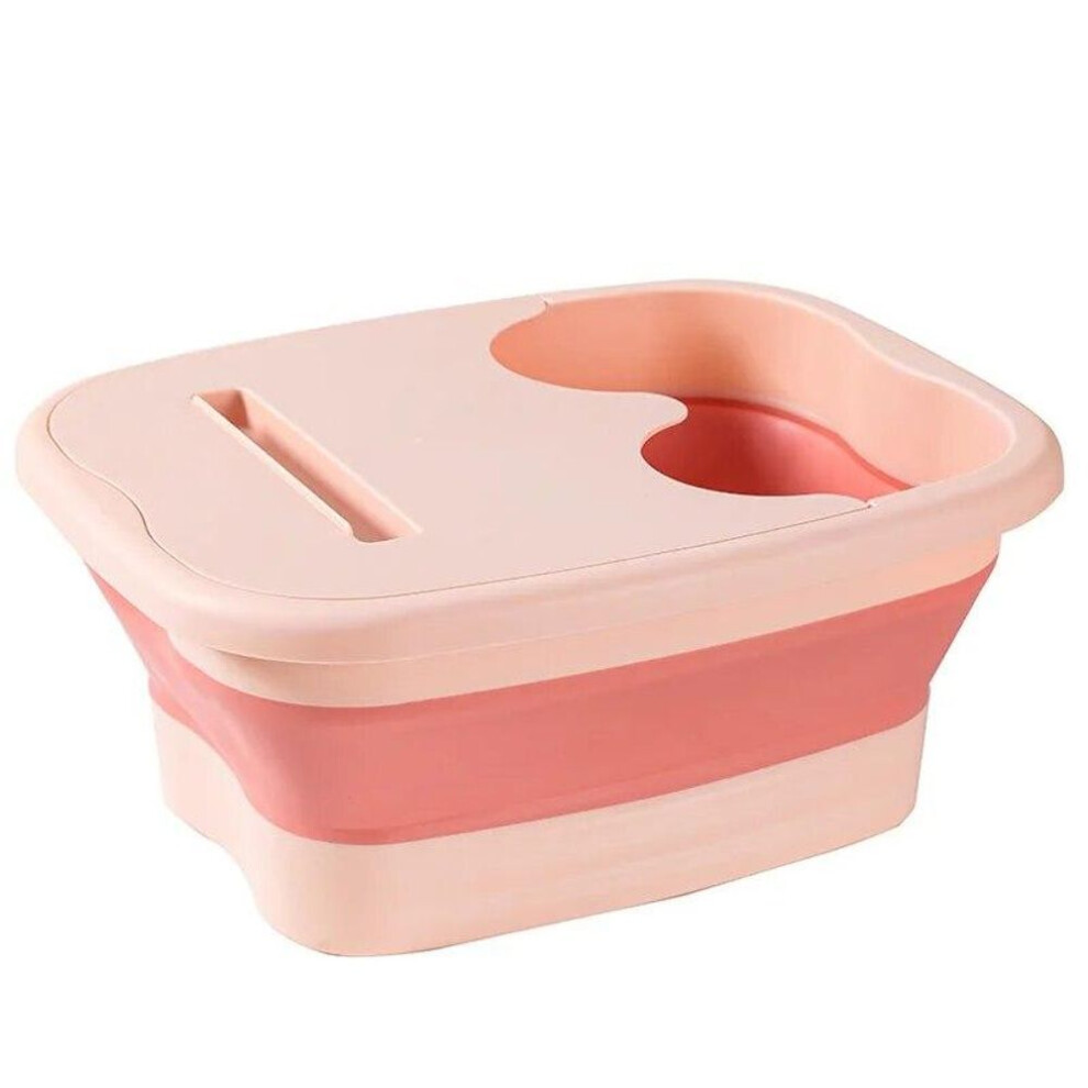 (pink) Foldable Footbath Massage Bucket Soaking Bucket Folding Basin Spa Foot Bath Bucket Household Sauna Bathtub Pedicure Bath Bathtub