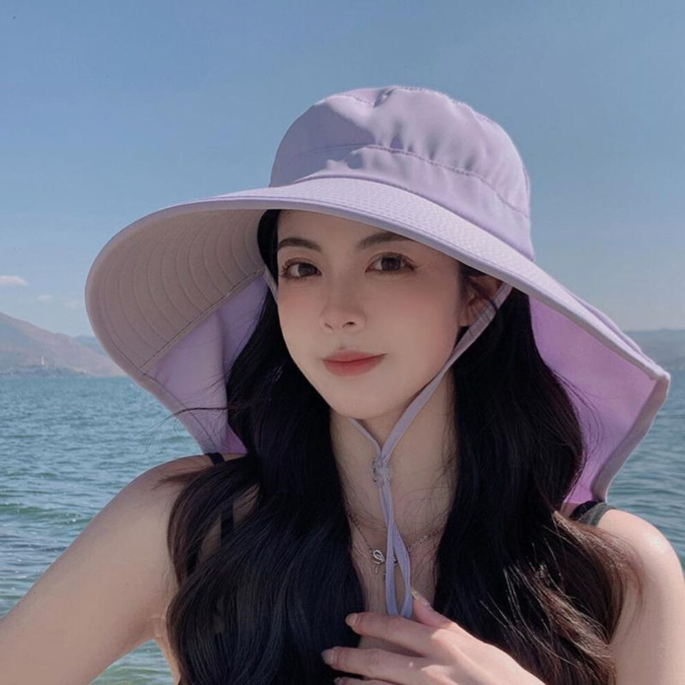 (3) Summer Women Bucket Hat With Shawl Lightweight Breathable Face Neck Protection Sun Hat Beach Cap Design Travel