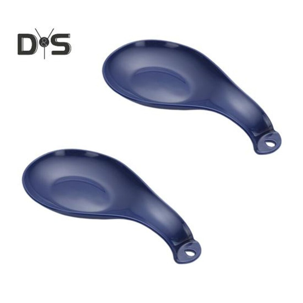 (dark blue) 2pcs Spoon Rest For Stove Top Durable Plastic Spoon Holder Kitchen Utensils Holder Easy To Clean Spoon Mat Compact Size Ladle Holder Stylish Look