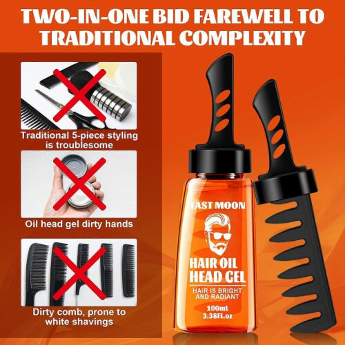 Hair Setting Gel with Dip Comb Men Care Styling Wax Solution 100ml 2