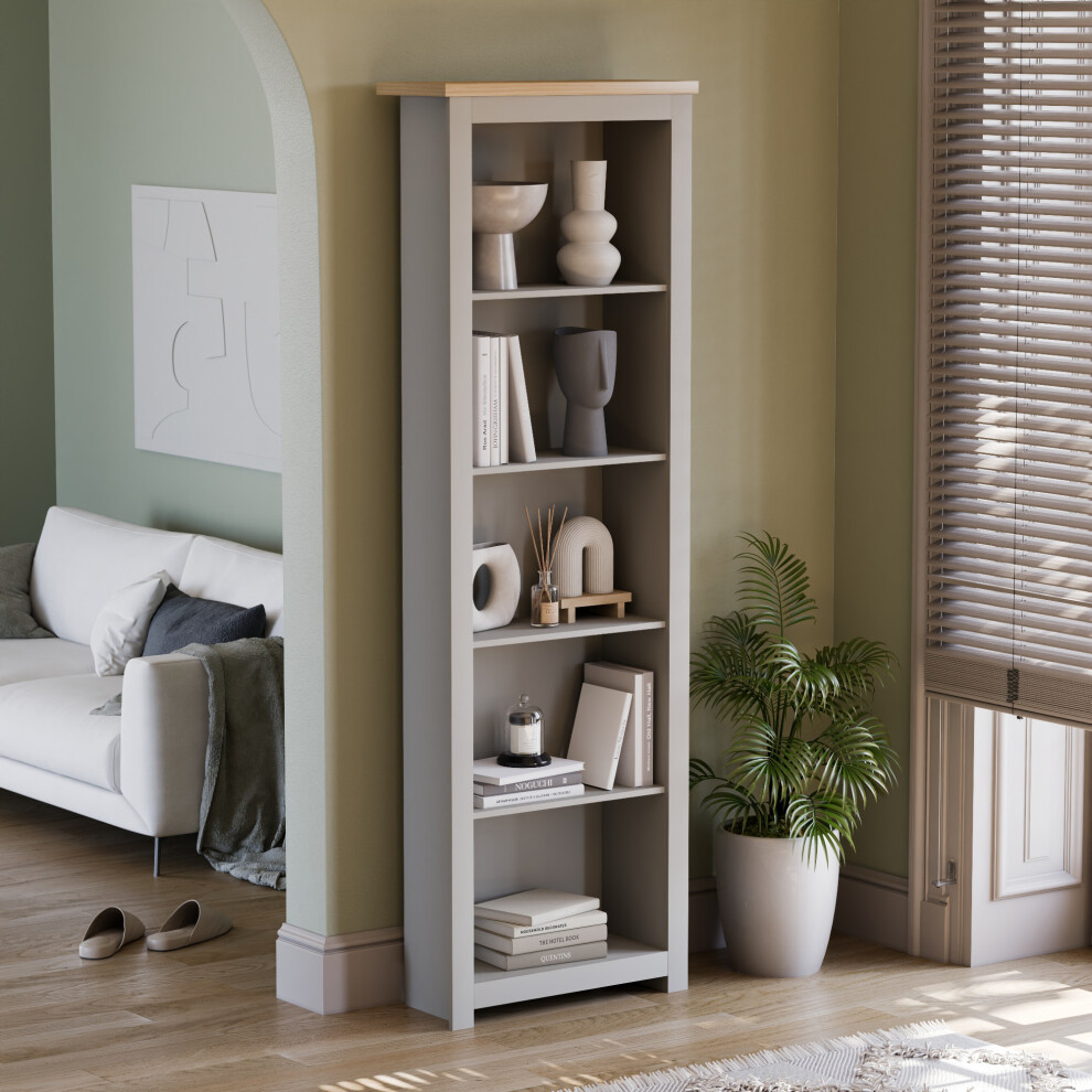 (Grey & Oak) Arlington 5 Tier Bookcase Shelf Library Storage