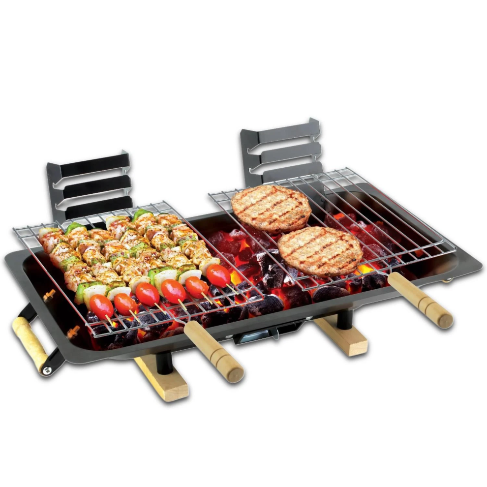 Portable Charcoal Hibachi BBQ Grill - Steel Outdoor Camping Barbecue