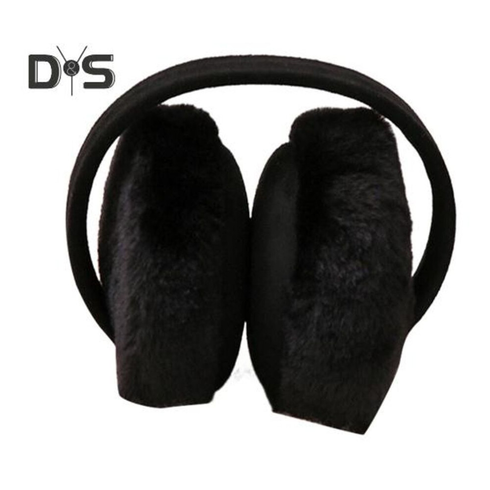(black) Women Winter Earmuffs Thick Plush Ear Protection Windproof Adjustable Length Foldable Anti-slip Commuting Outdoor Skiing Headband Earmuffs