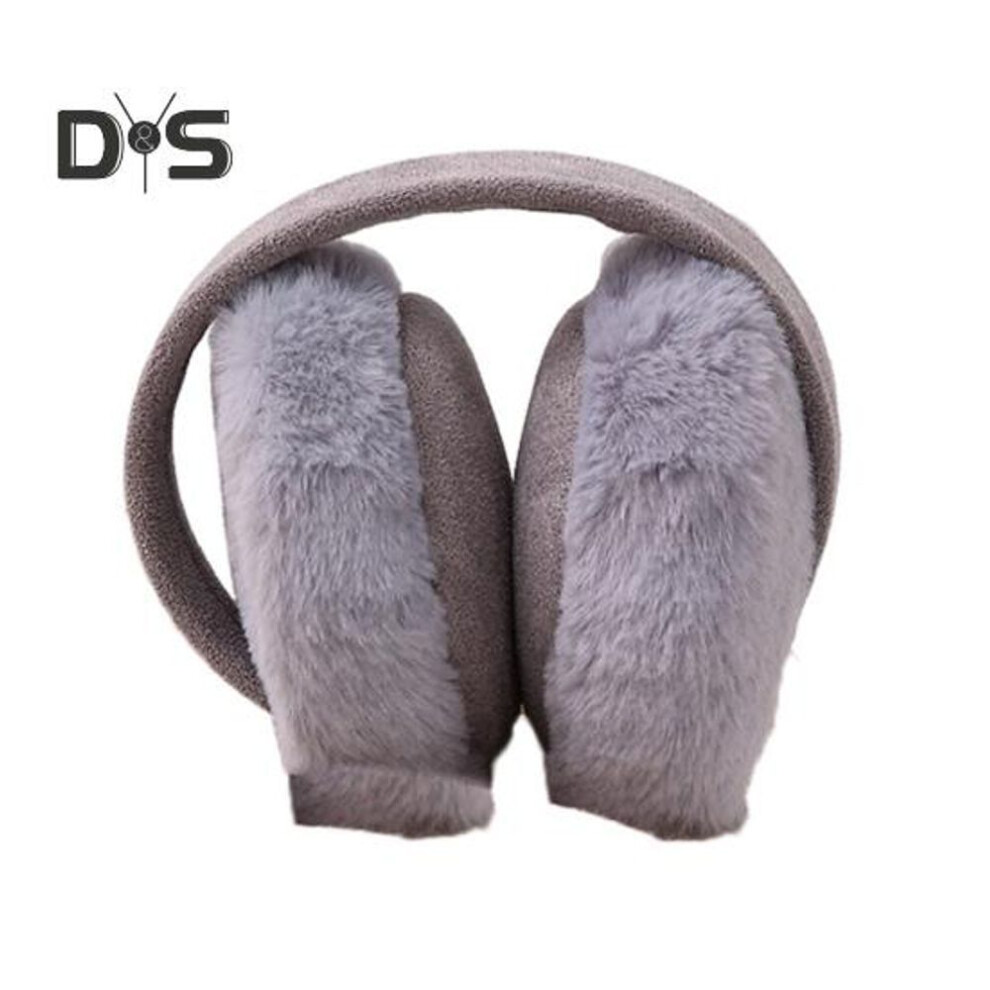 (grey) Women Winter Earmuffs Thick Plush Ear Protection Windproof Adjustable Length Foldable Anti-slip Commuting Outdoor Skiing Headband Earmuffs