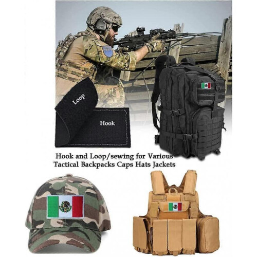 2 Pack Mexico Flag Patch Embroidered Tactical Military Morale Patch Hook & Loop 1