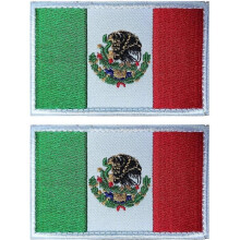 2 Pack Mexico Flag Patch Embroidered Tactical Military Morale Patch Hook & Loop