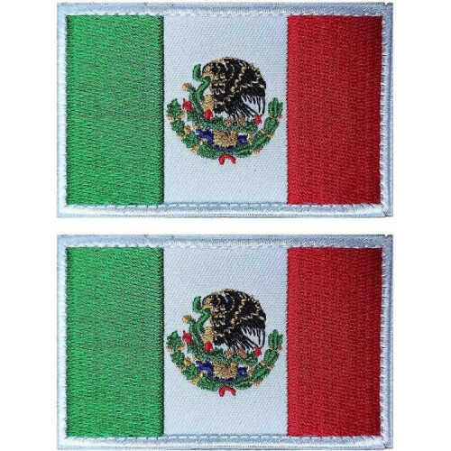 2 Pack Mexico Flag Patch Embroidered Tactical Military Morale Patch Hook & Loop 2