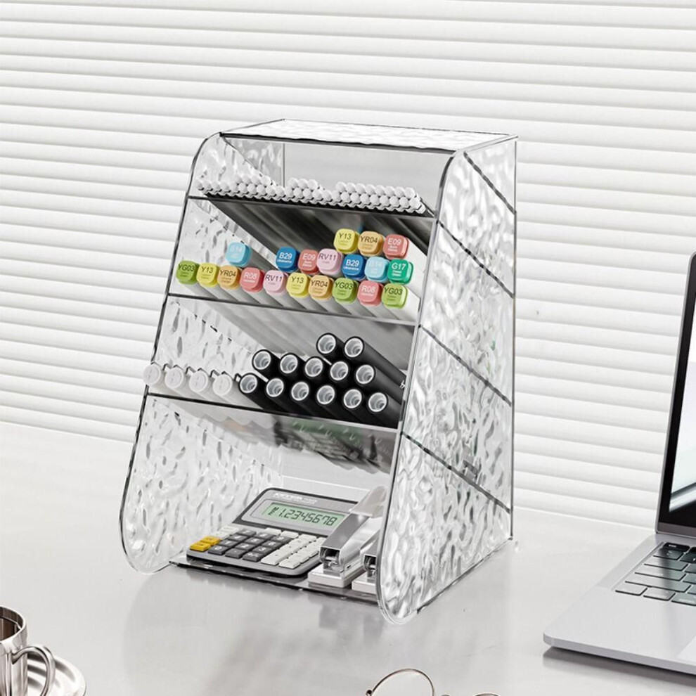 (style 1) Multi-cell Transparent Desktop Storage Box Simple Document Storage Supplies  School Office