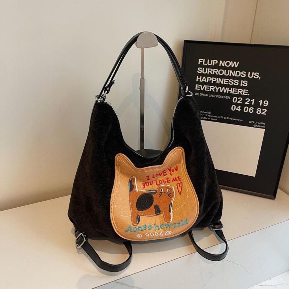 (black, 36*14*29) 2024 Women's Autumn Commuter Backpack: New College Style Korean Large Capacity Shoulder Tote