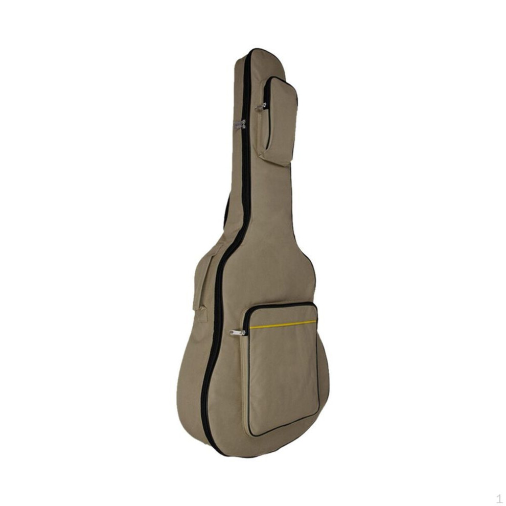 (khaki) 41" Acoustic Guitar Backpack with Secure Storage